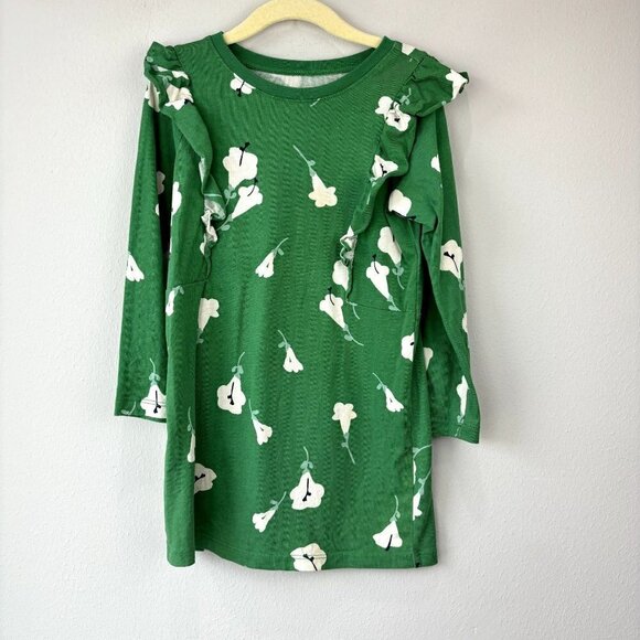 Tea Collection Ruffle Dress Green Floral 5 - Picture 1 of 10
